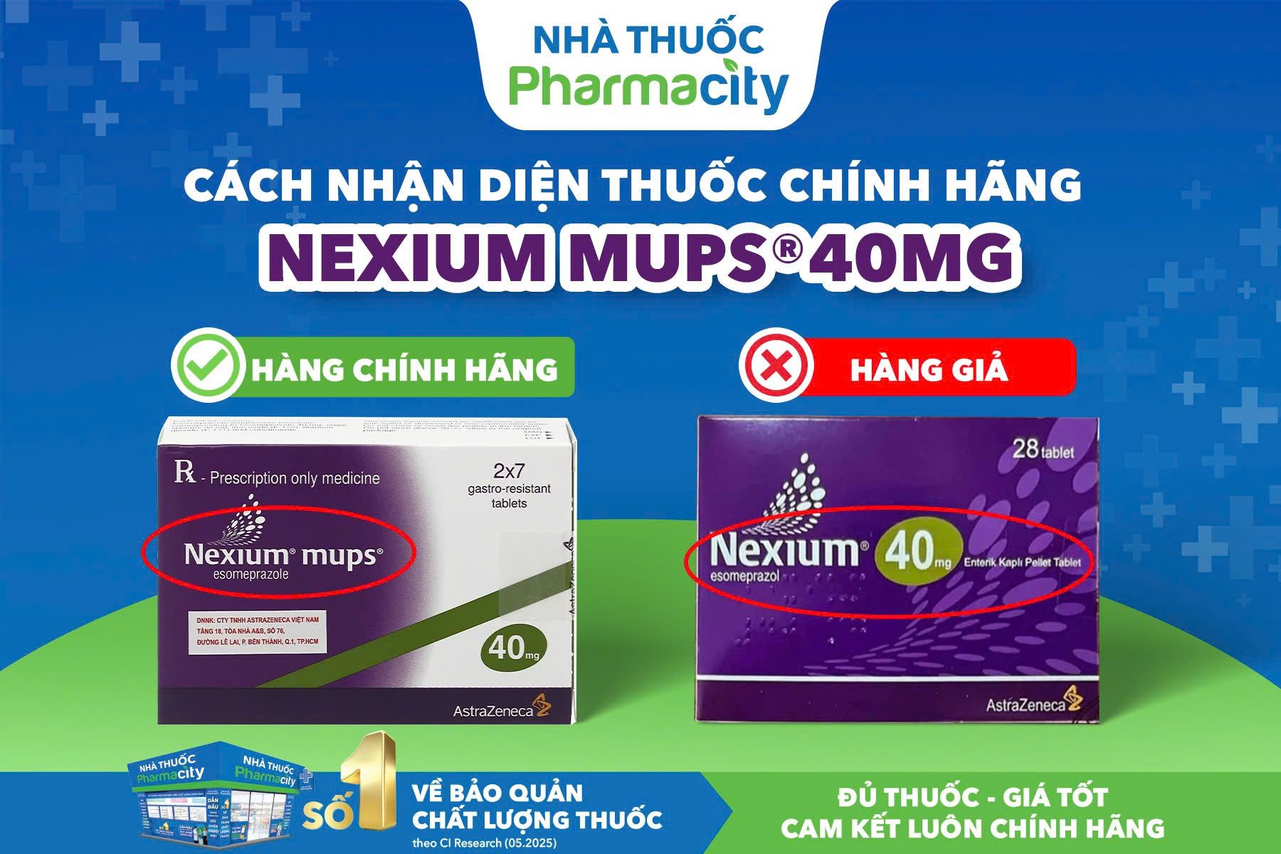 Cách nhận diện thuốc chính hãng NEXIUM Mups®40mg