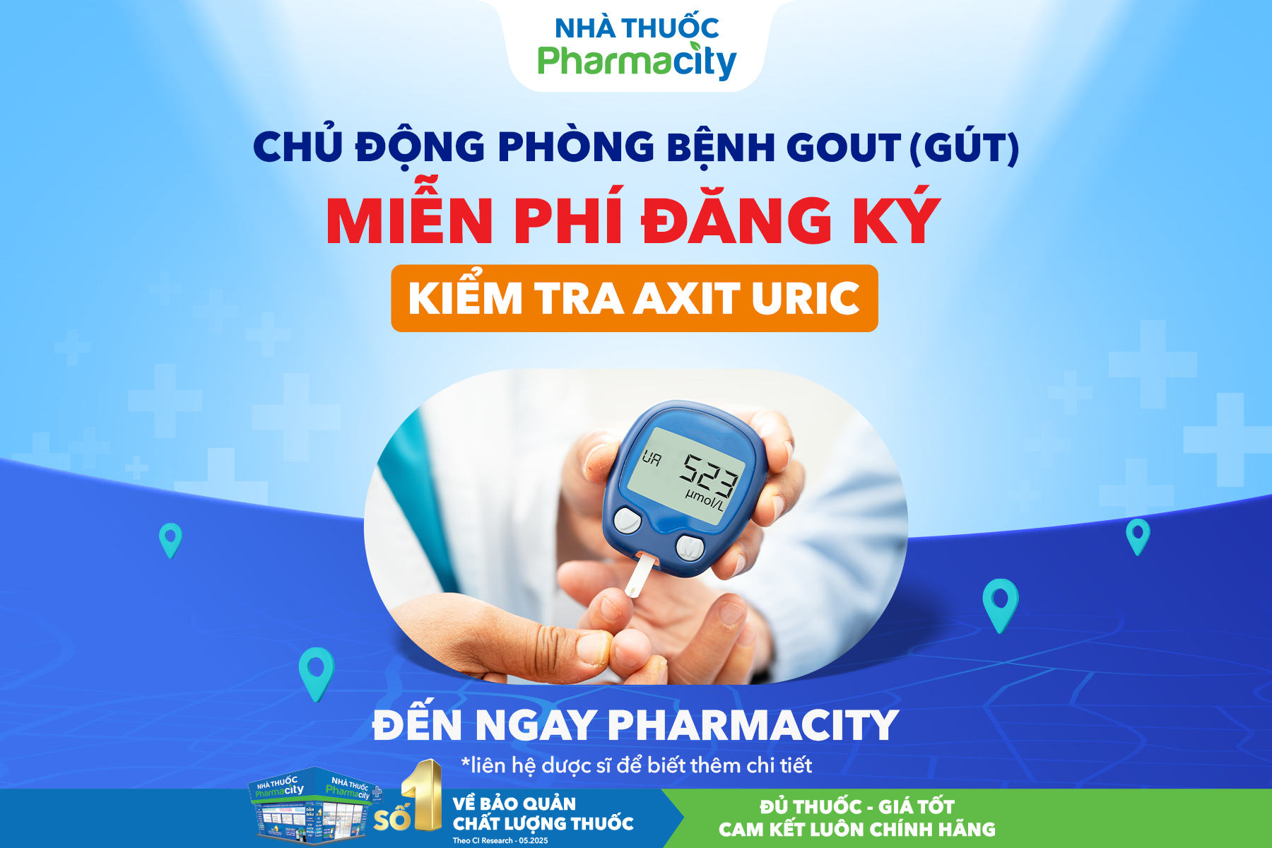 Chủ động phòng bệnh gout (gút) - miễn phí đăng kí kiểm tra axit uric tại Pharmacity